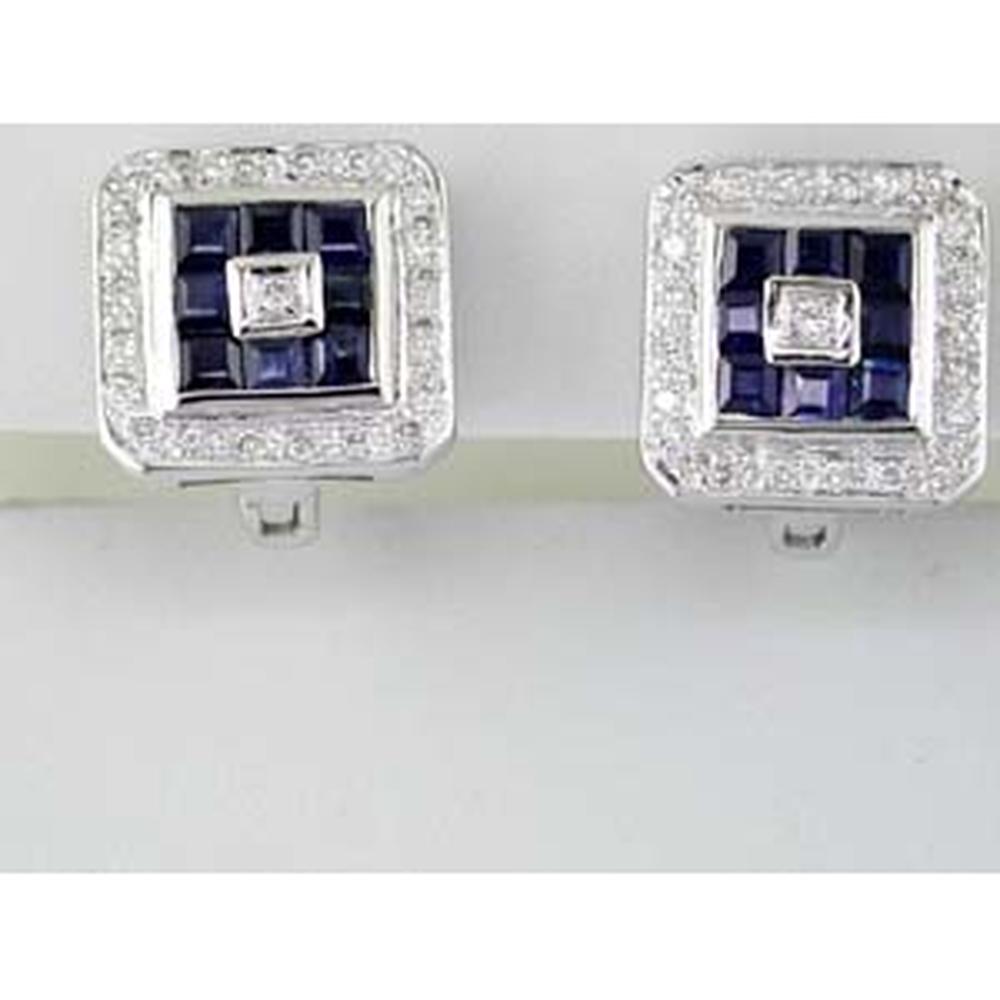 Royal 14K White Gold Celestial Sapphire & Diamond Earrings - 1.16 Carat Total Gem Weight