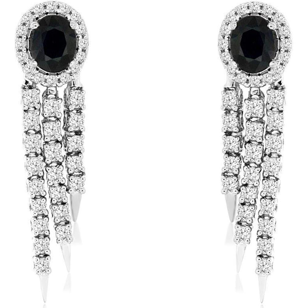 Royal 14K White Gold Celestial Sapphire & Diamond Earrings - 2.41 Carat Total Gem Weight