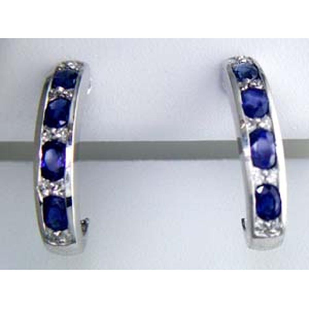 Royal 14K White Gold Celestial Sapphire & Diamond Hoop Earrings - 2.32 Carat Total Gem Weight