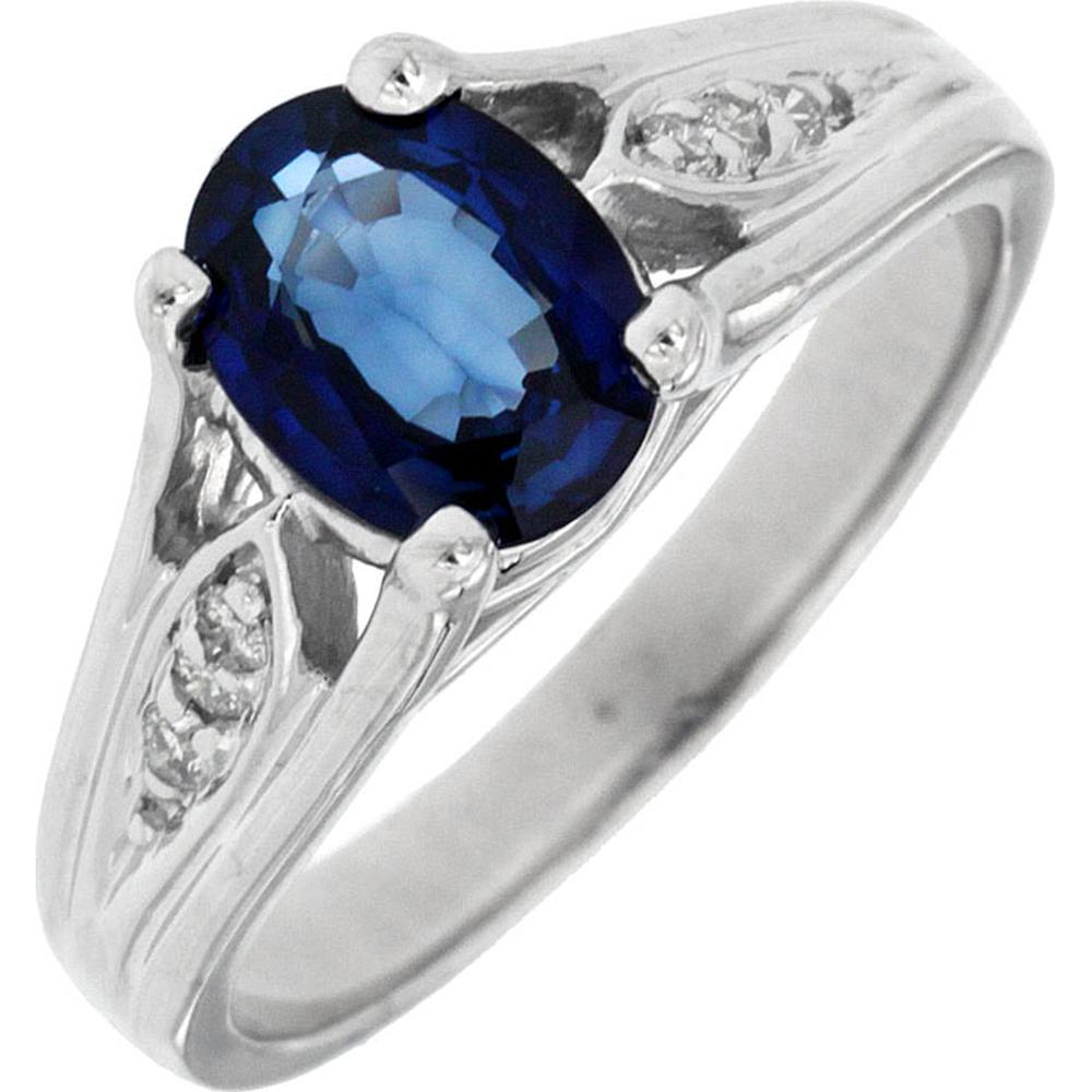 Royal 14K White Gold Celestial Sapphire & Diamond Oval Ring - 1.40 Carat Sapphire, 0.10 Carat Diamond Total