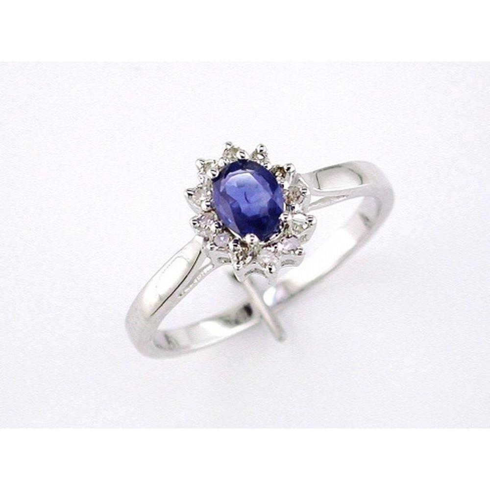 Royal 14K White Gold Celestial Sapphire & Diamond Ring - 0.45 Carat Sapphire, 0.10 Carat Diamonds