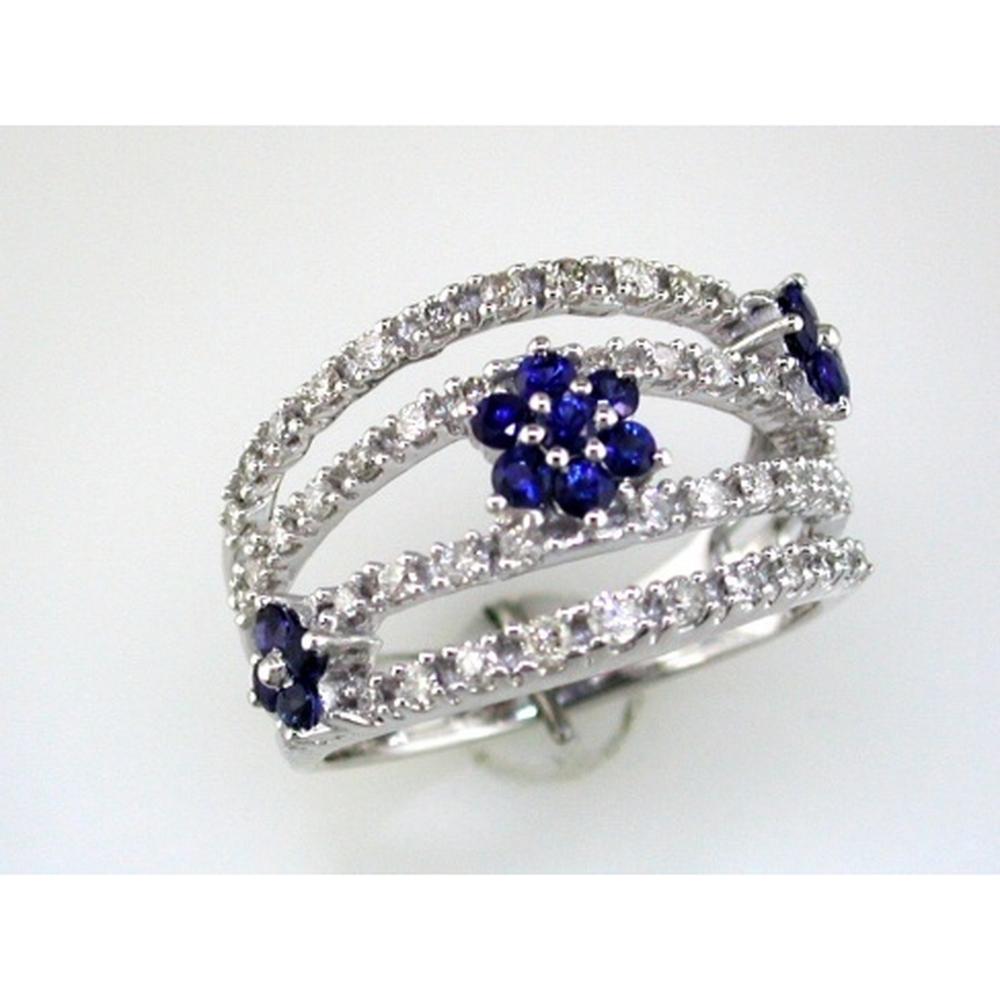 Royal 14K White Gold Celestial Sapphire and Diamond Ring - 1.1 Carat Total Gem Weight