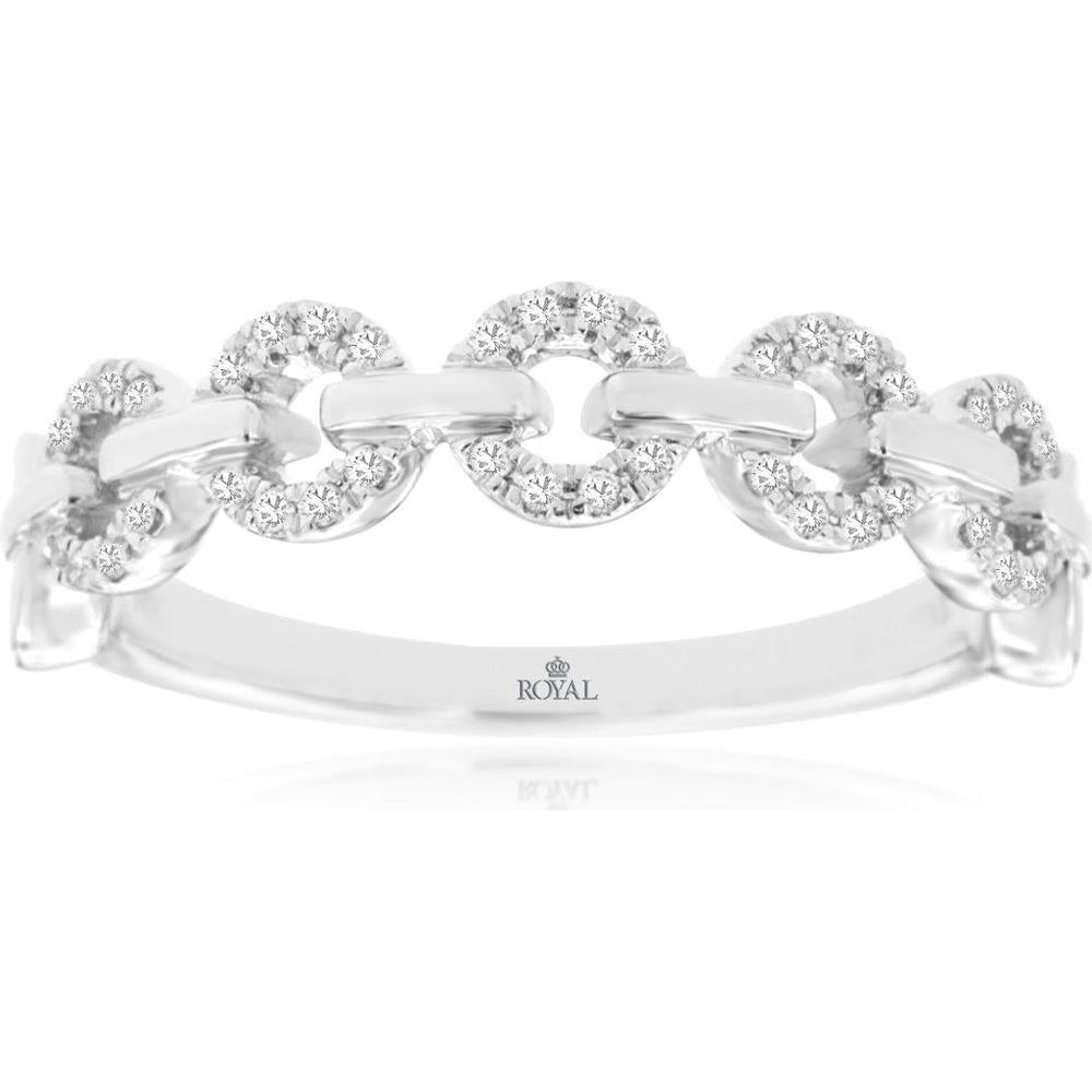 Royal 14K White Gold Chain Link Diamond Wedding Band - 0.10 Carat Total Diamond Weight