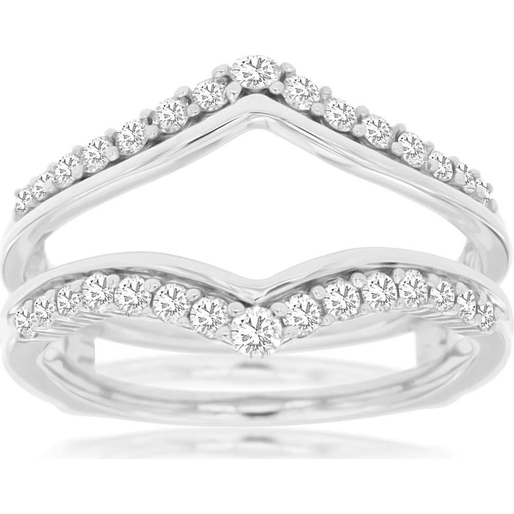 Royal 14K White Gold Chevron Diamond Insert Ring - 0.50 Carat Total Diamond Weight