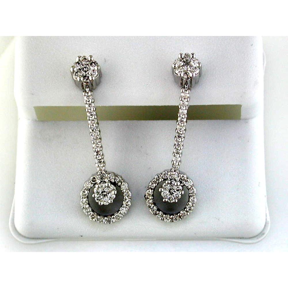 Royal 14K White Gold Circle Diamond Stud Earrings - 1.00 Carat Total Weight