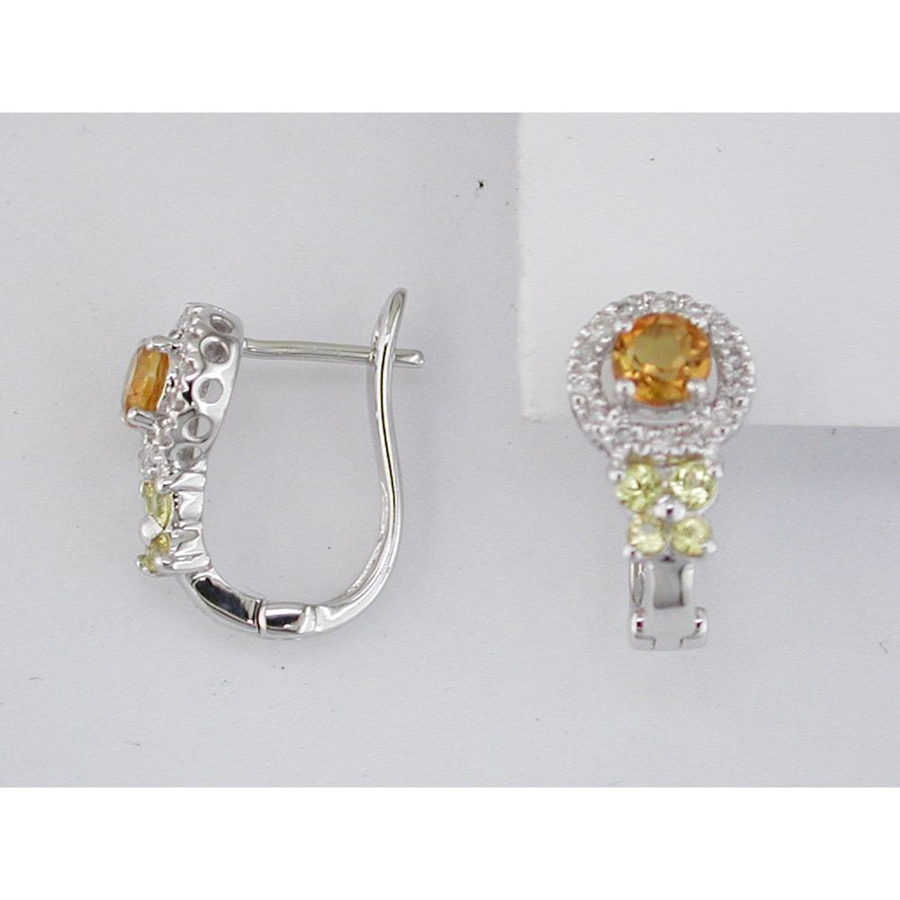 Royal 14K White Gold Citrine & Diamond Halo Drop Earrings - 0.75 Carat Citrine, 0.11 Carat Diamonds