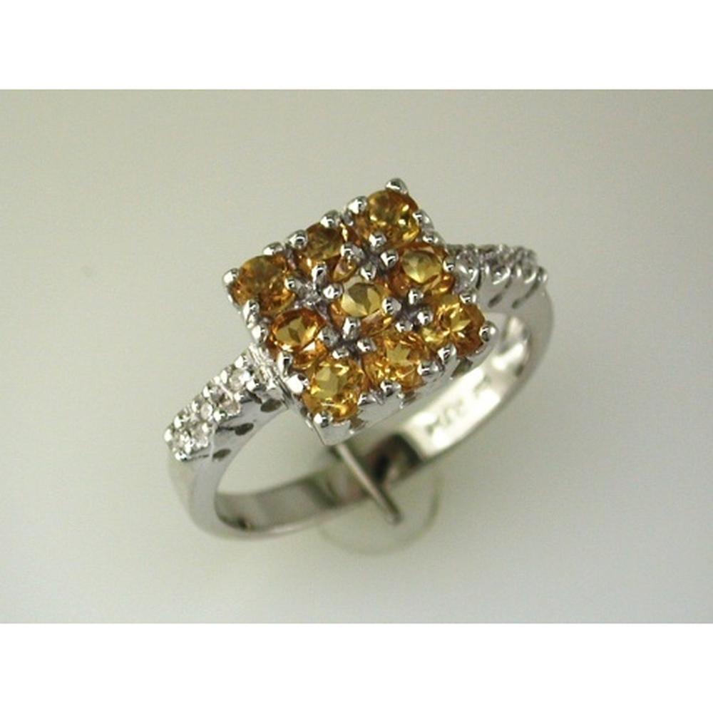Royal 14K White Gold Citrine & Diamond Ring - 1.35 Carat Citrine, 0.05 Carat Diamond Total