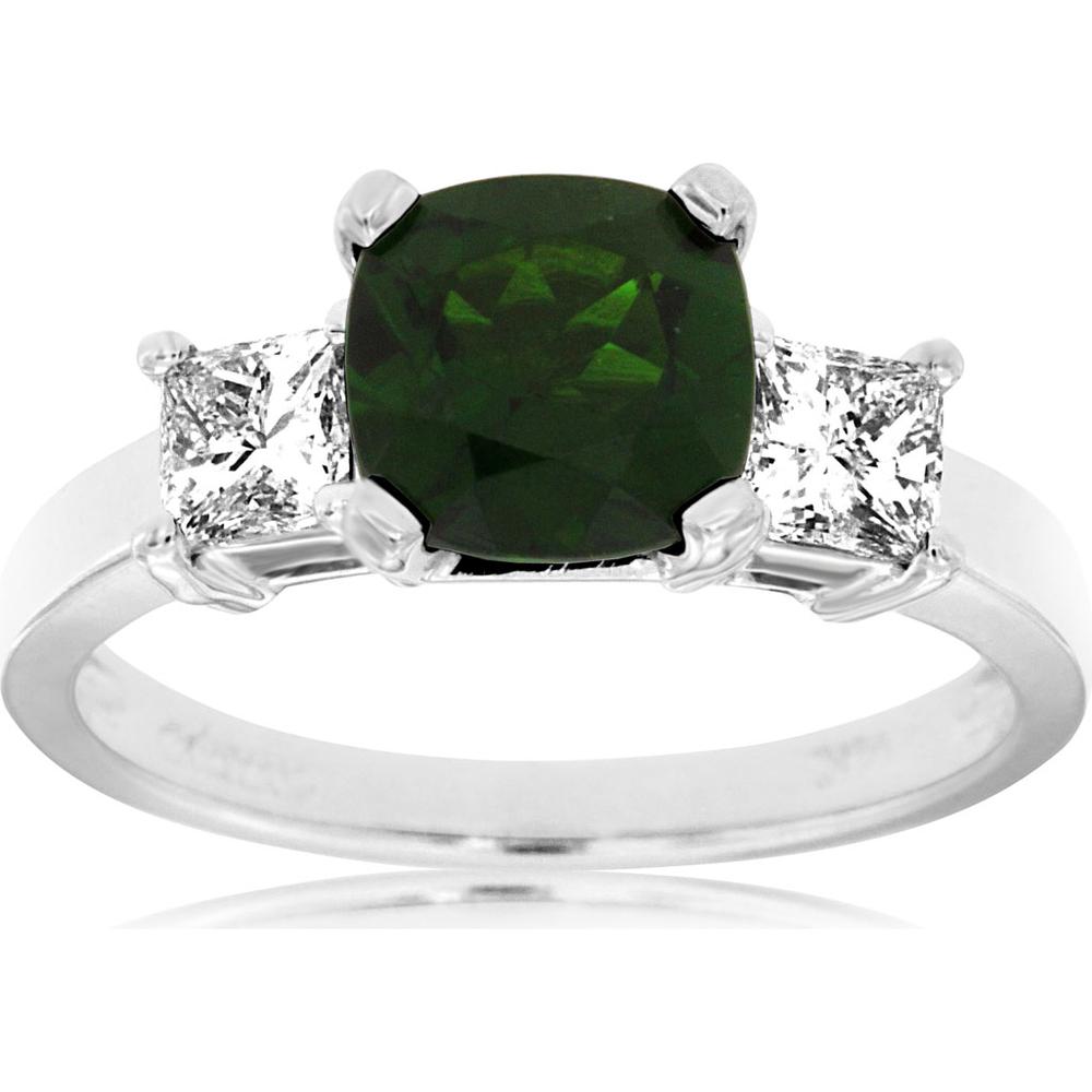 Royal 14K White Gold Cushion Cut Russalite and Diamond Ring - 2.10 Carat Total Gem Weight
