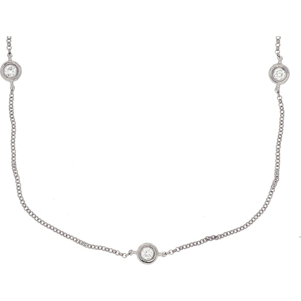 Royal 14K White Gold Diamond 5 Station Necklace - 0.30 Carat Total Diamond Weight