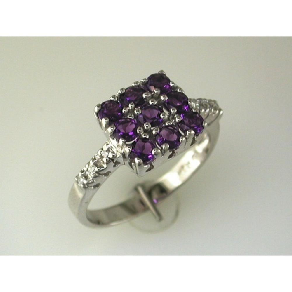 Royal 14K White Gold Diamond and Amethyst Ring - Elegance in Purple