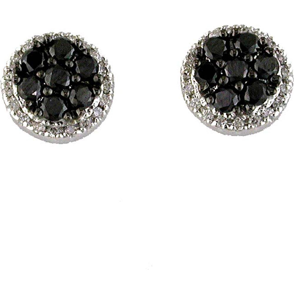 Royal 14K White Gold Diamond & Black Diamond Contrast Earrings - 0.16 Carat Total Diamond Weight