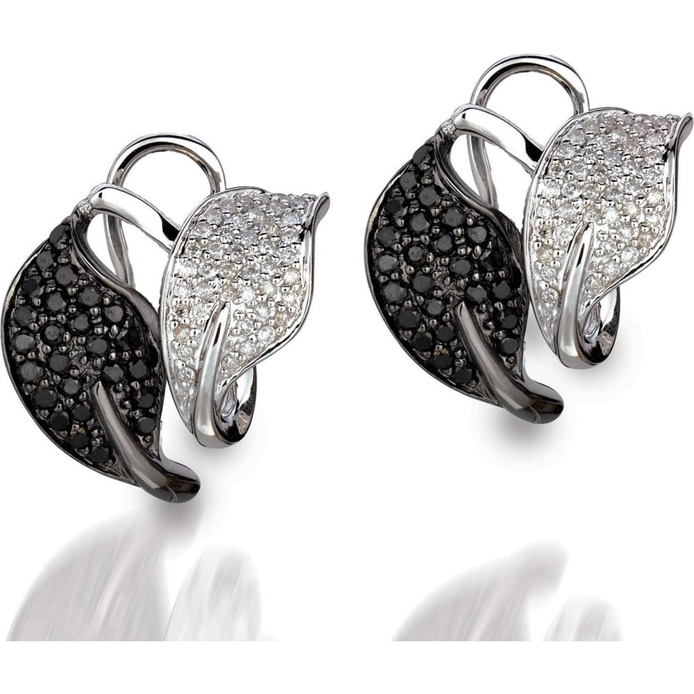 Royal 14K White Gold Diamond & Black Diamond Drop Earrings - 1.00 Carat Total Diamond Weight