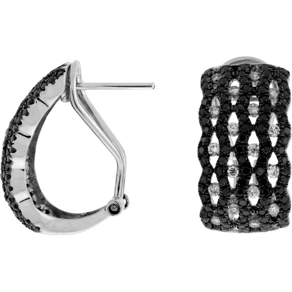 Royal 14K White Gold Diamond & Black Diamond Drop Earrings - 2.15 Carat Total Weight