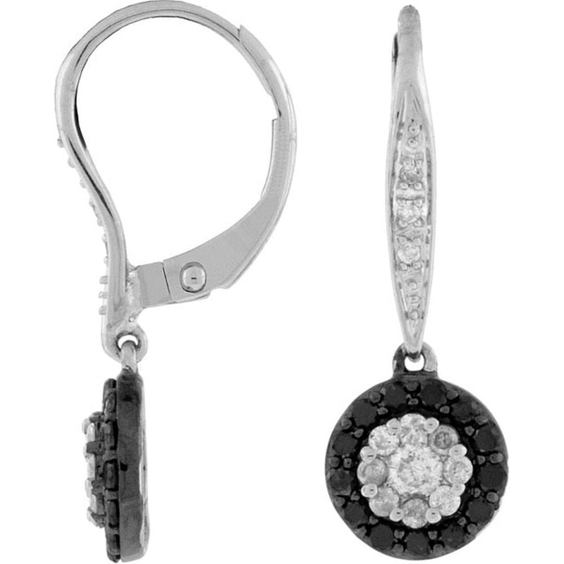 Royal 14K White Gold Diamond & Black Diamond Earrings - 0.28 Carat Total Diamond Weight