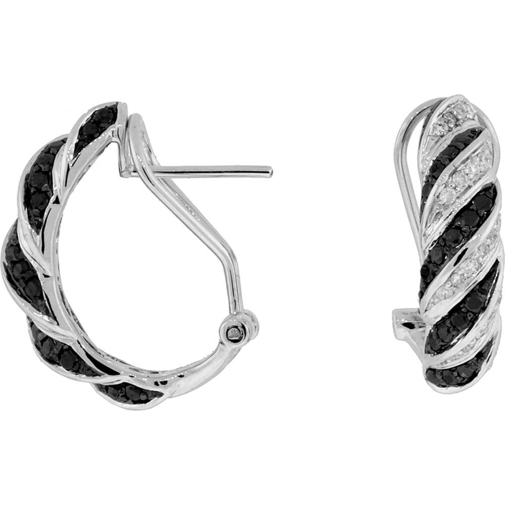 Royal 14K White Gold Diamond & Black Diamond Earrings - 0.30 Carat Total Diamond Weight