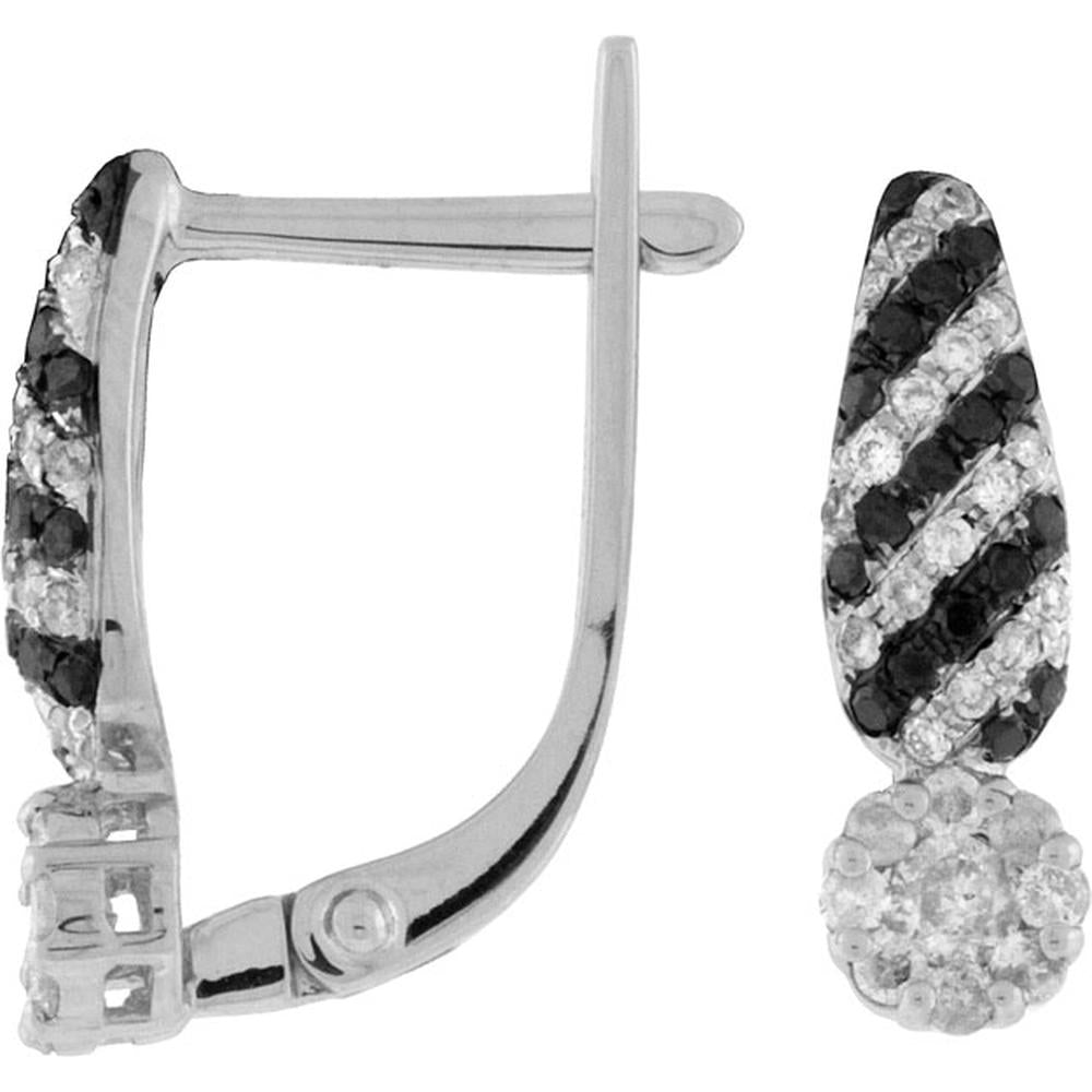 Royal 14K White Gold Diamond & Black Diamond Earrings - 0.38 Carat Total Diamond Weight