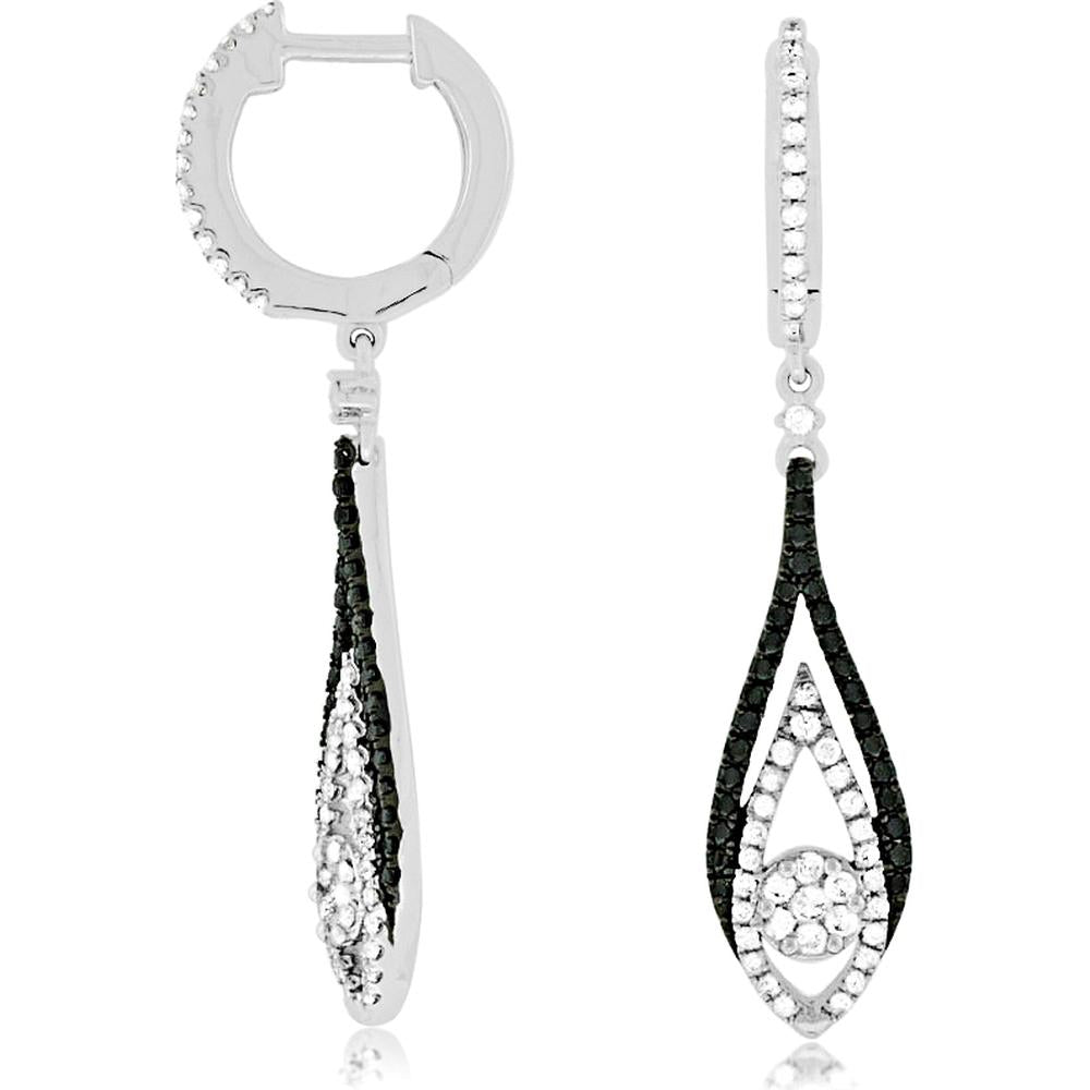 Royal 14K White Gold Diamond & Black Diamond Earrings - 0.48 Carat Total Diamond Weight