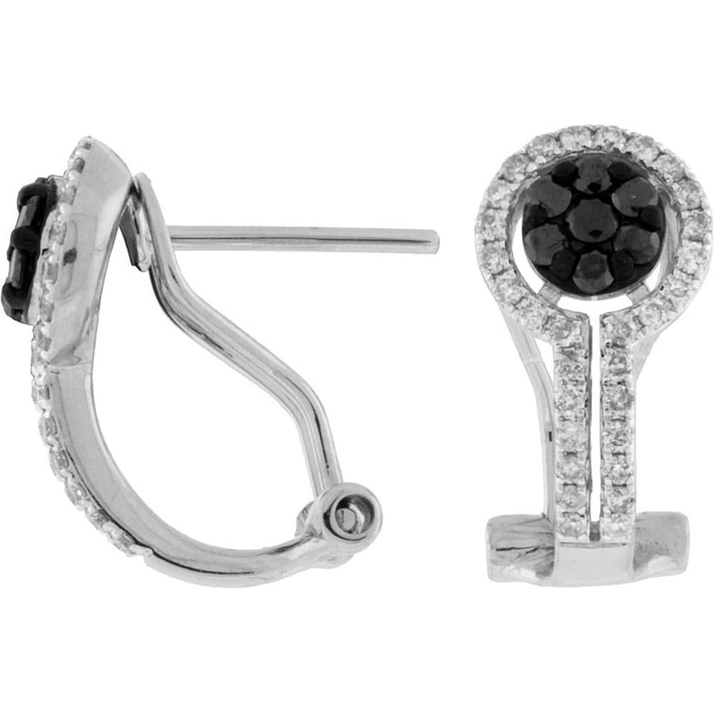 Royal 14K White Gold Diamond & Black Diamond Earrings - 0.70 Carat Total Diamond Weight