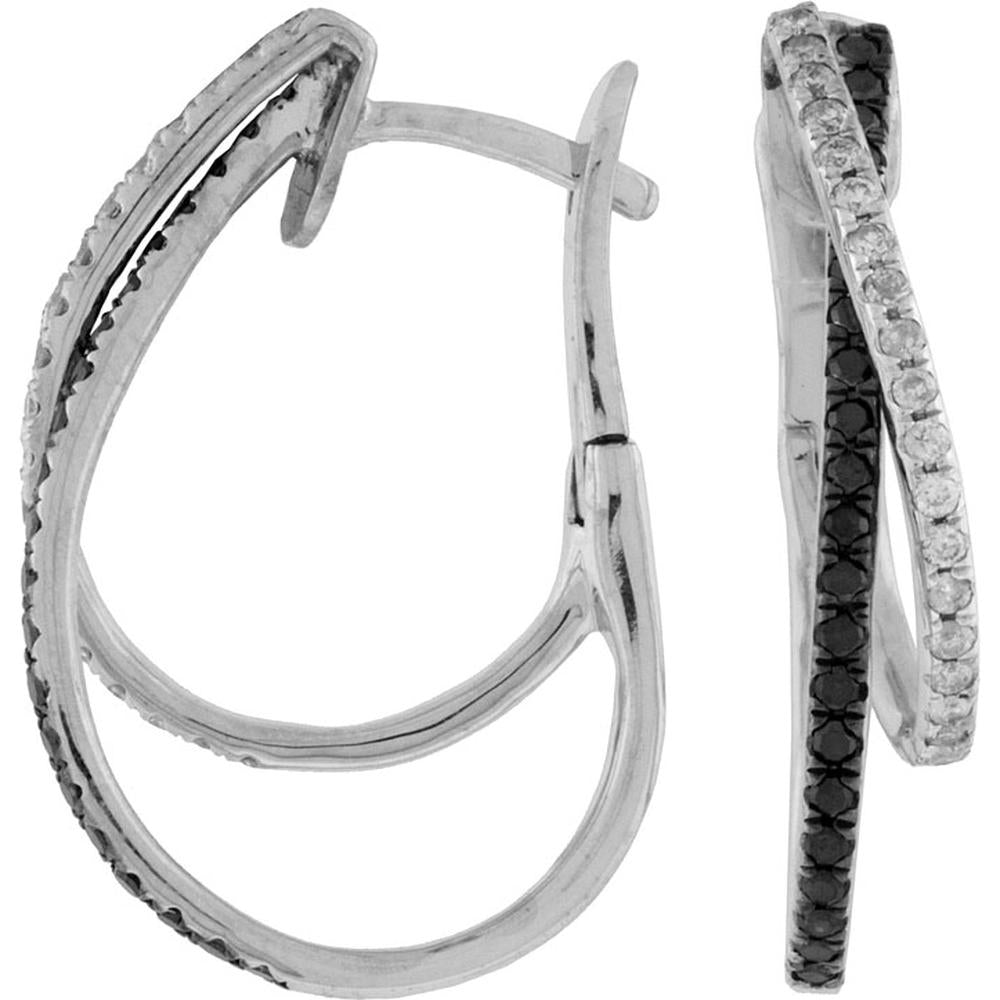 Royal 14K White Gold Diamond & Black Diamond Earrings - 0.71 Carat Total Diamond Weight