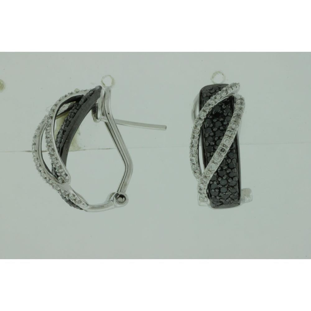 Royal 14K White Gold Diamond & Black Diamond Earrings - 0.78 Carat Total Diamond Weight