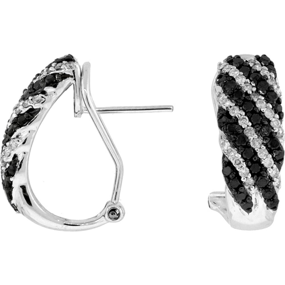 Royal 14K White Gold Diamond & Black Diamond Earrings - 1.00 Carat Total Gem Weight