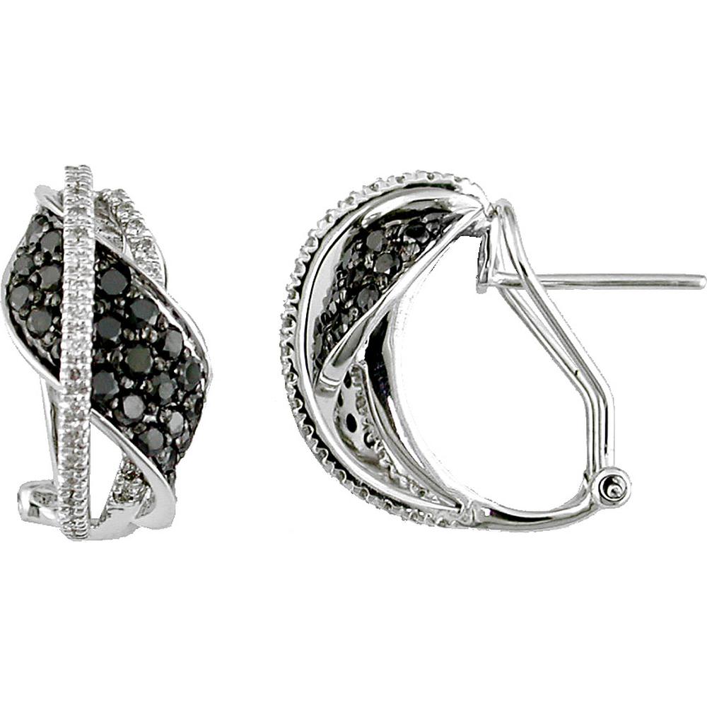 Royal 14K White Gold Diamond & Black Diamond Earrings - 1.39 Carat Total Gem Weight