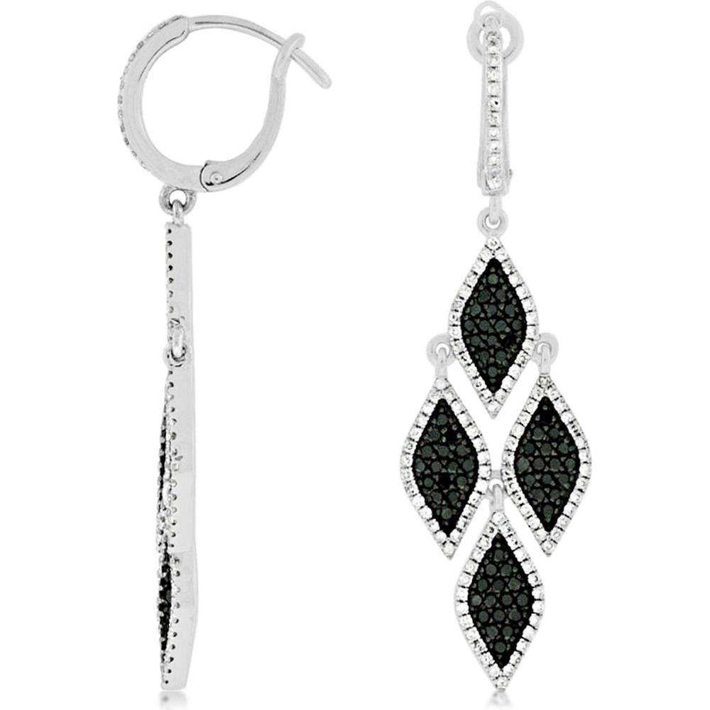 Royal 14K White Gold Diamond & Black Diamond Earrings - 1.55 Carat Total Diamond Weight