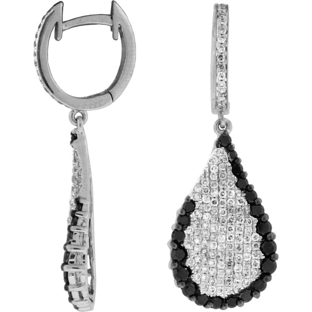 Royal 14K White Gold Diamond & Black Diamond Earrings - 1.7 Carat Total Diamond Weight