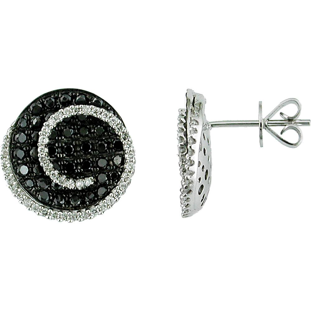 Royal 14K White Gold Diamond & Black Diamond Earrings - 1.89 Carat Total Carat Weight