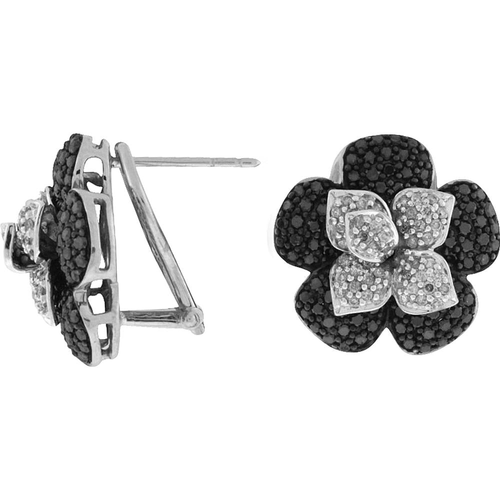 Royal 14K White Gold Diamond & Black Diamond Earrings - 2.01 Carat Total Diamond Weight