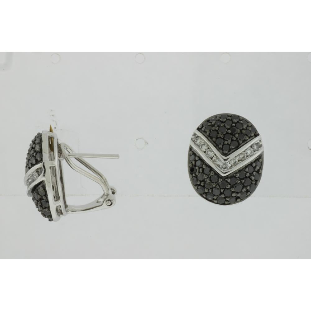 Royal 14K White Gold Diamond & Black Diamond Earrings - 2.20 Carat Total Gem Weight