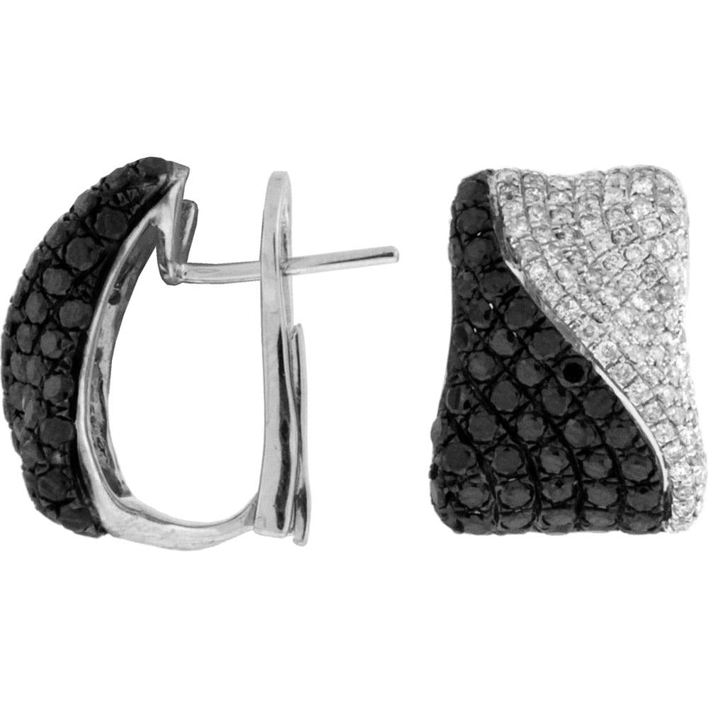 Royal 14K White Gold Diamond & Black Diamond Earrings - 2.52 Carat Total Diamond Weight