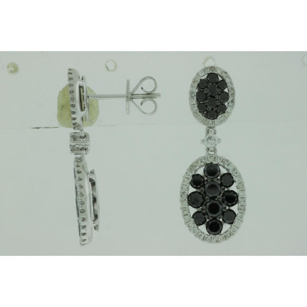Royal 14K White Gold Diamond & Black Diamond Earrings - 2.67 Carat Total Diamond Weight