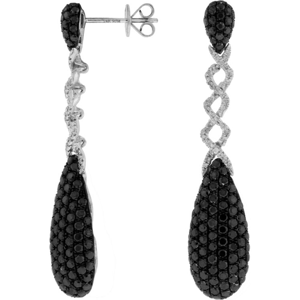 Royal 14K White Gold Diamond & Black Diamond Earrings - 4.45 Carat Total Carat Weight