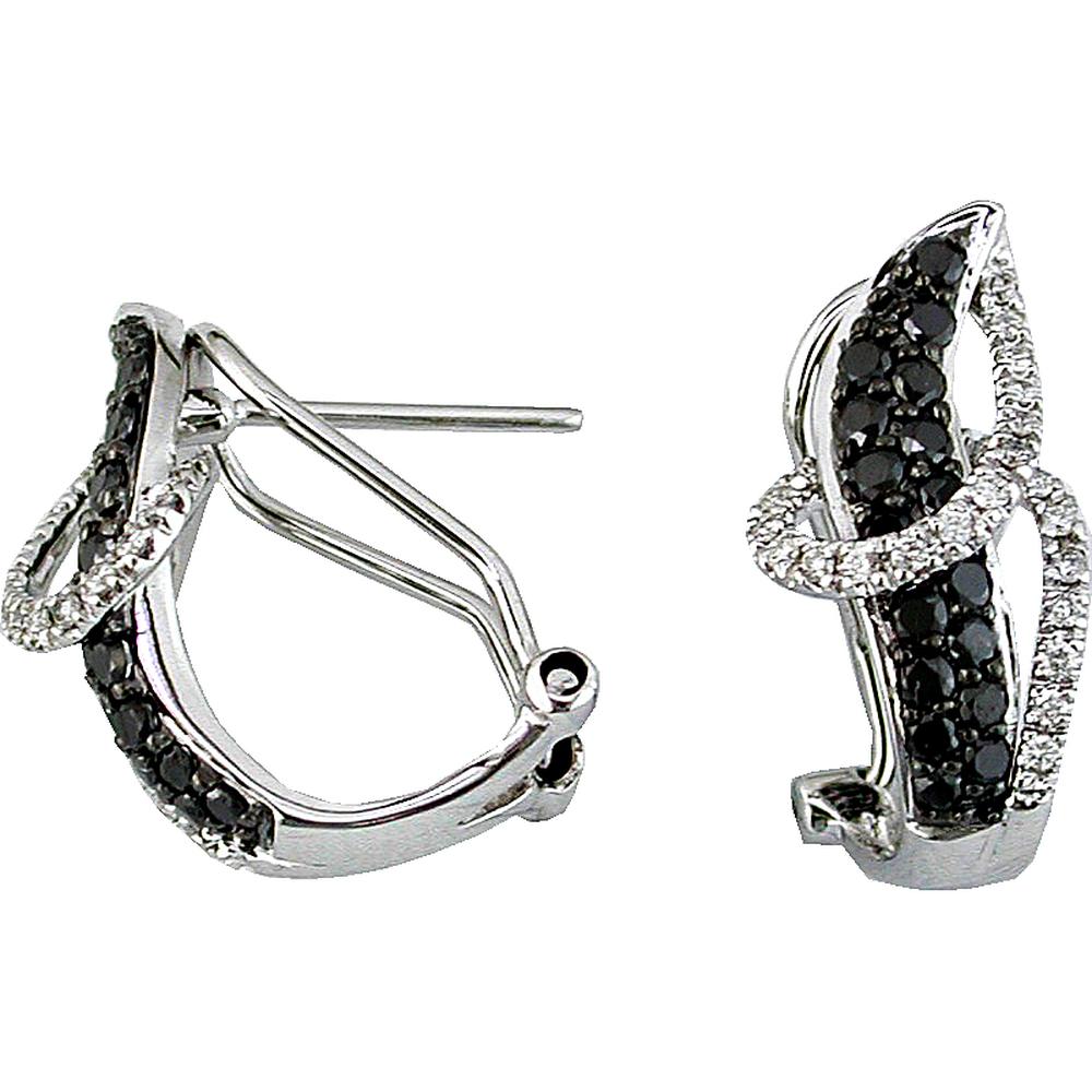 Royal 14K White Gold Diamond & Black Diamond Earrings - Elegant Sparkle