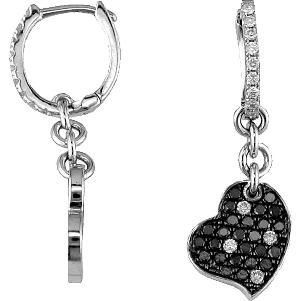 Royal 14K White Gold Diamond & Black Diamond Earrings - Exquisite Contrast Elegance