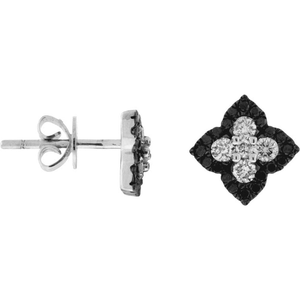 Royal 14K White Gold Diamond & Black Diamond Earrings - Exquisite Contrast Elegance
