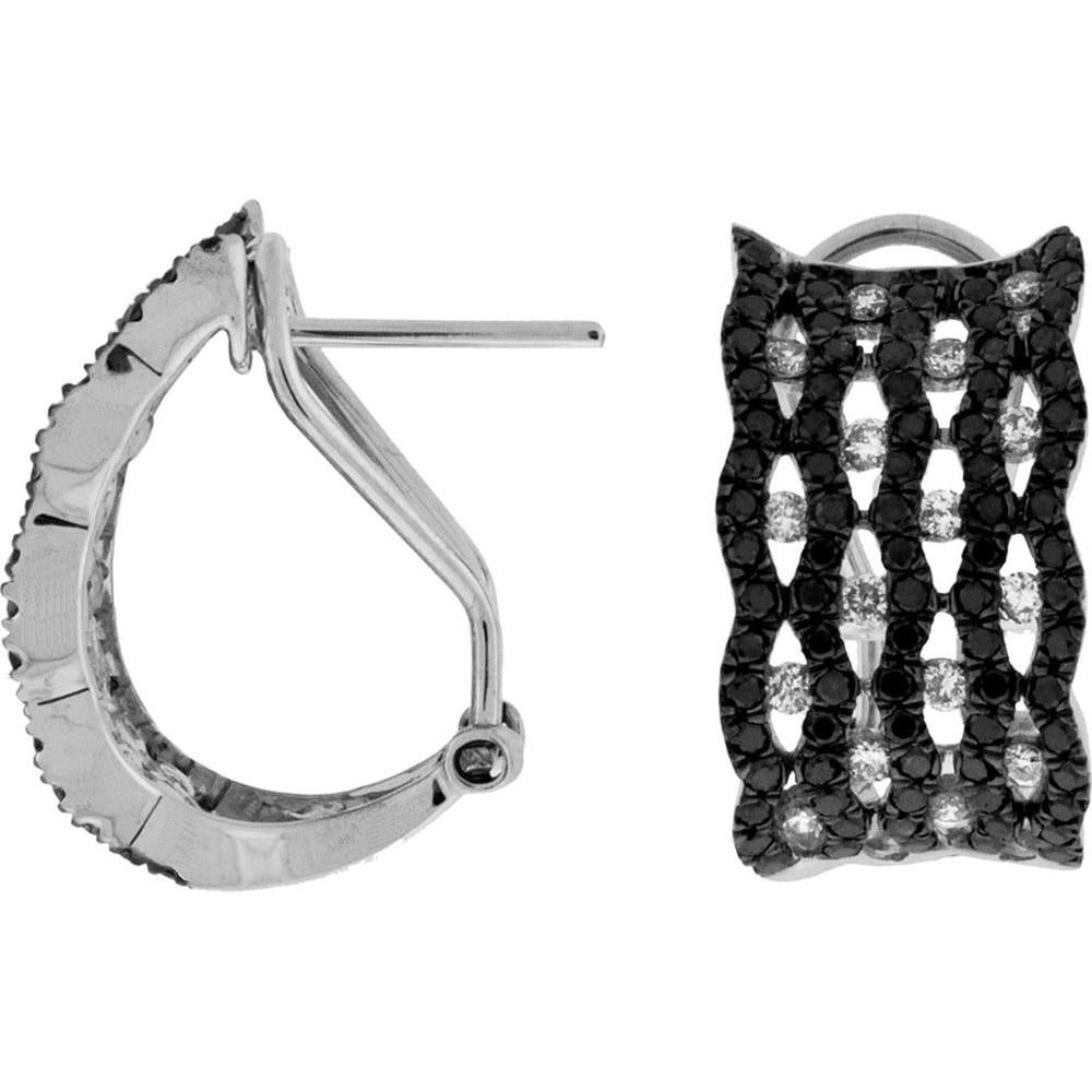 Royal 14K White Gold Diamond & Black Diamond Earrings - Exquisite Contrast Elegance