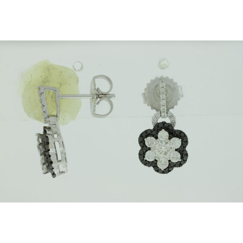 Royal 14K White Gold Diamond & Black Diamond Earrings - Luxe Sophistication