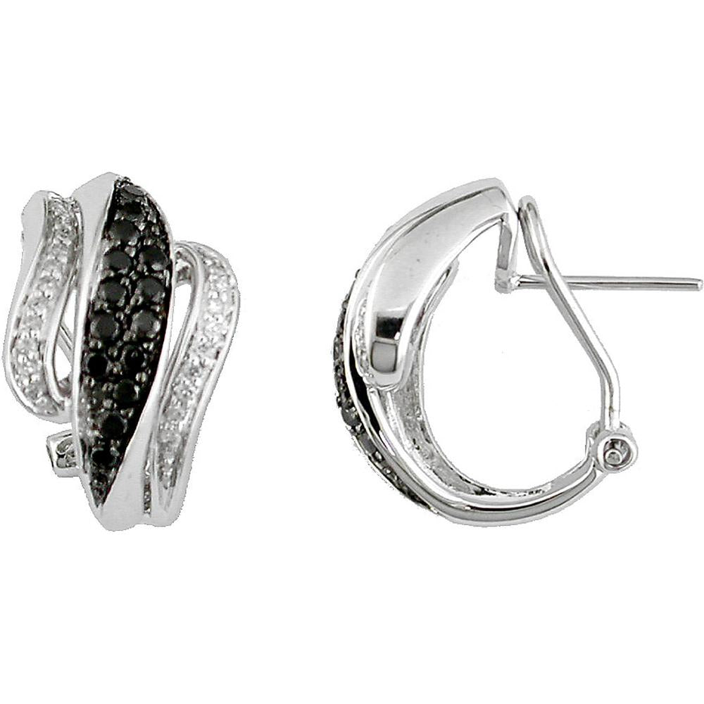 Royal 14K White Gold Diamond & Black Diamond Earrings - Stunning Elegance