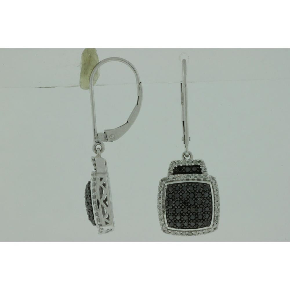 Royal 14K White Gold Diamond & Black Diamond Earrings - Timeless Elegance & Radiant Charm