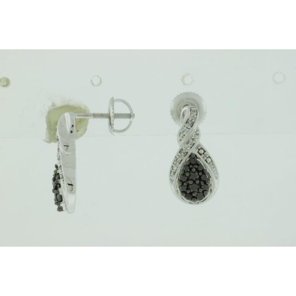 Royal 14K White Gold Diamond & Black Diamond Earrings - Timeless Elegance in Black and White