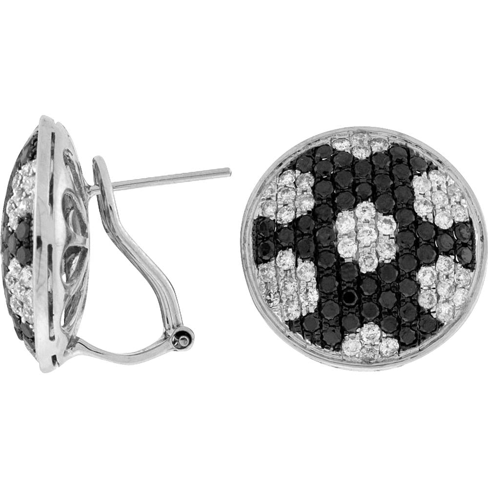 Royal 14K White Gold Diamond & Black Diamond Earrings - Timeless Elegance