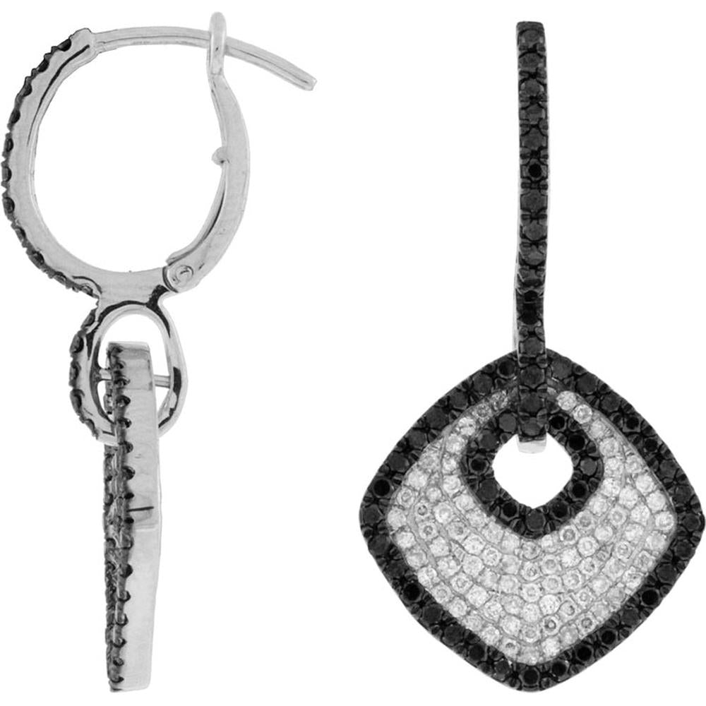 Royal 14K White Gold Diamond & Black Diamond Earrings - Timeless Luxury