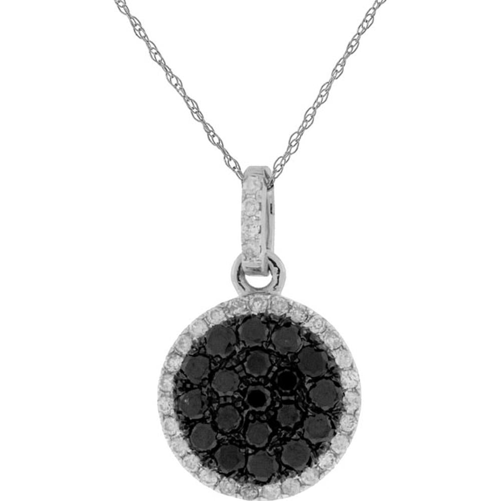 Royal 14K White Gold Diamond & Black Diamond Halo Pendant