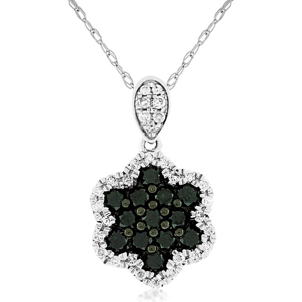 Royal 14K White Gold Diamond & Black Diamond Pendant - 0.15 Carat Total Diamond Weight