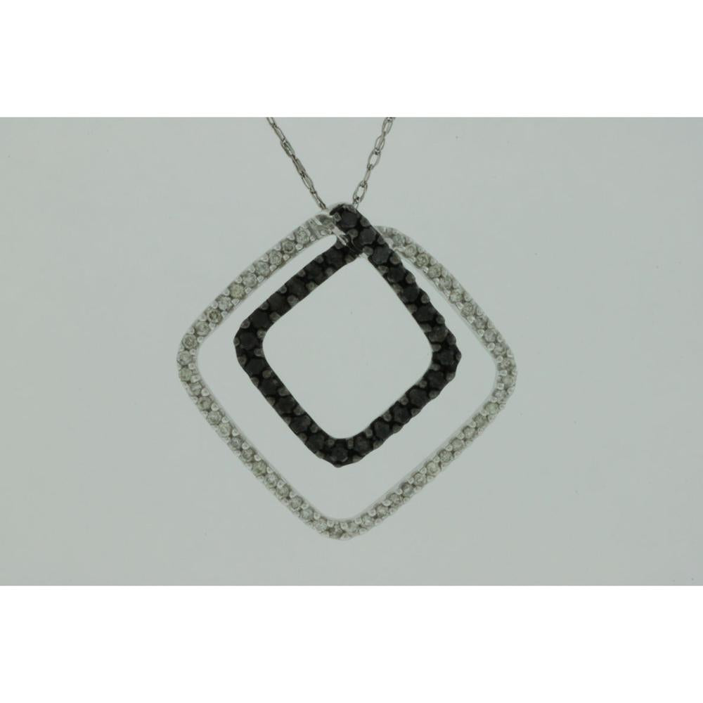 Royal 14K White Gold Diamond & Black Diamond Pendant - 0.20 Carat White Diamond & 0.30 Carat Black Diamond