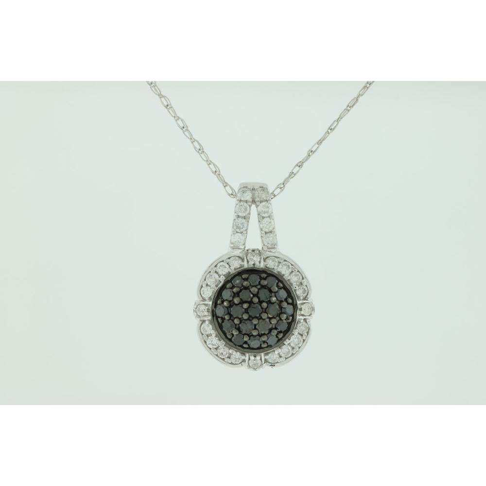 Royal 14K White Gold Diamond & Black Diamond Pendant - Enigmatic Elegance