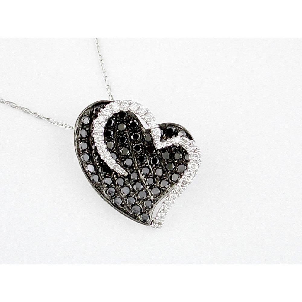 Royal 14K White Gold Diamond & Black Diamond Pendant - Timeless Elegance