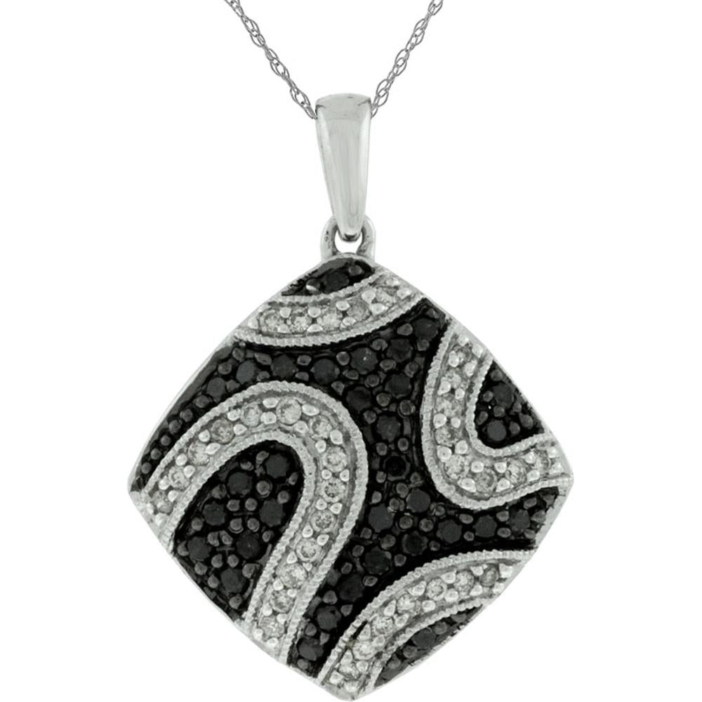 Royal 14K White Gold Diamond & Black Diamond Pendant - Timeless Elegance